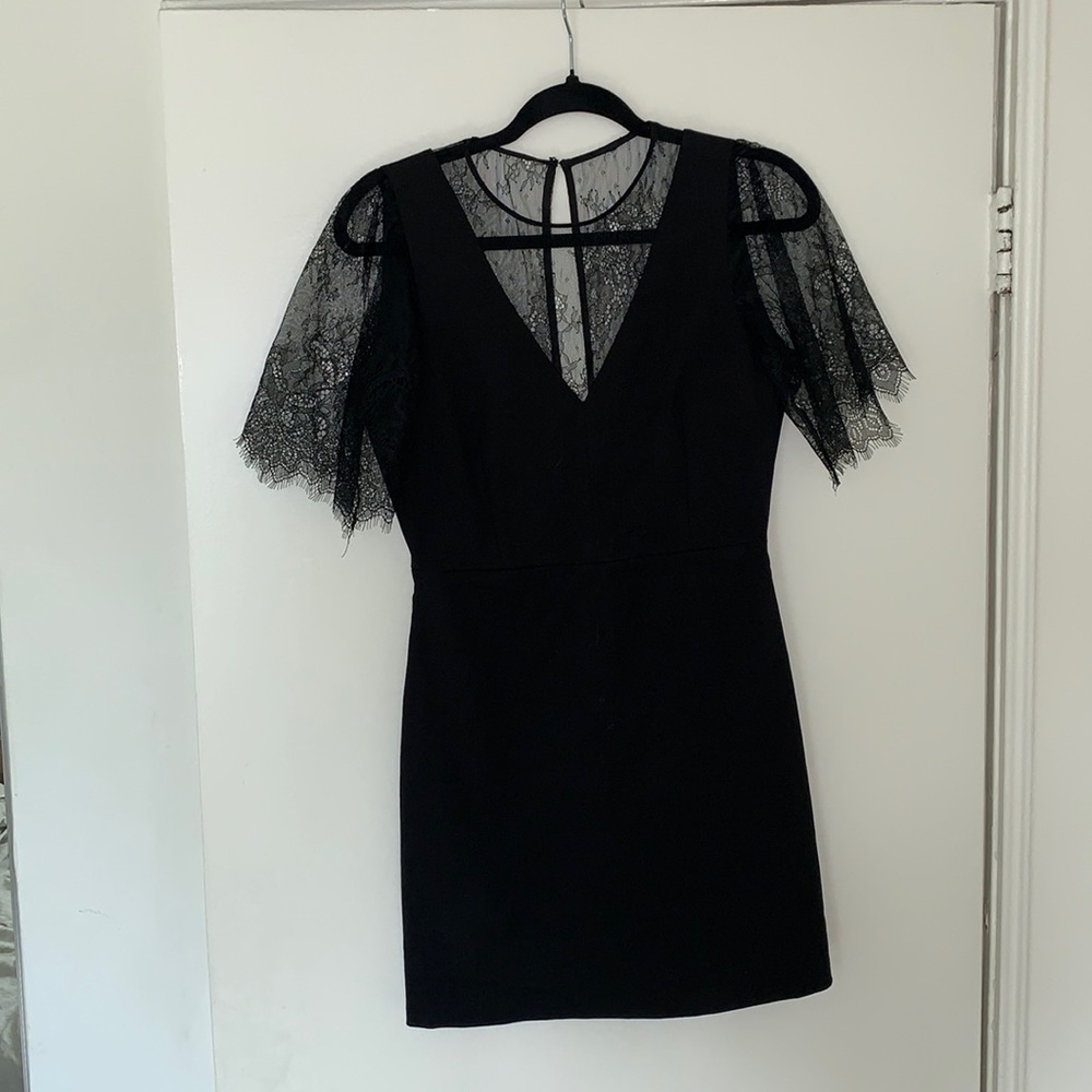 Black mini elegant dress with lace